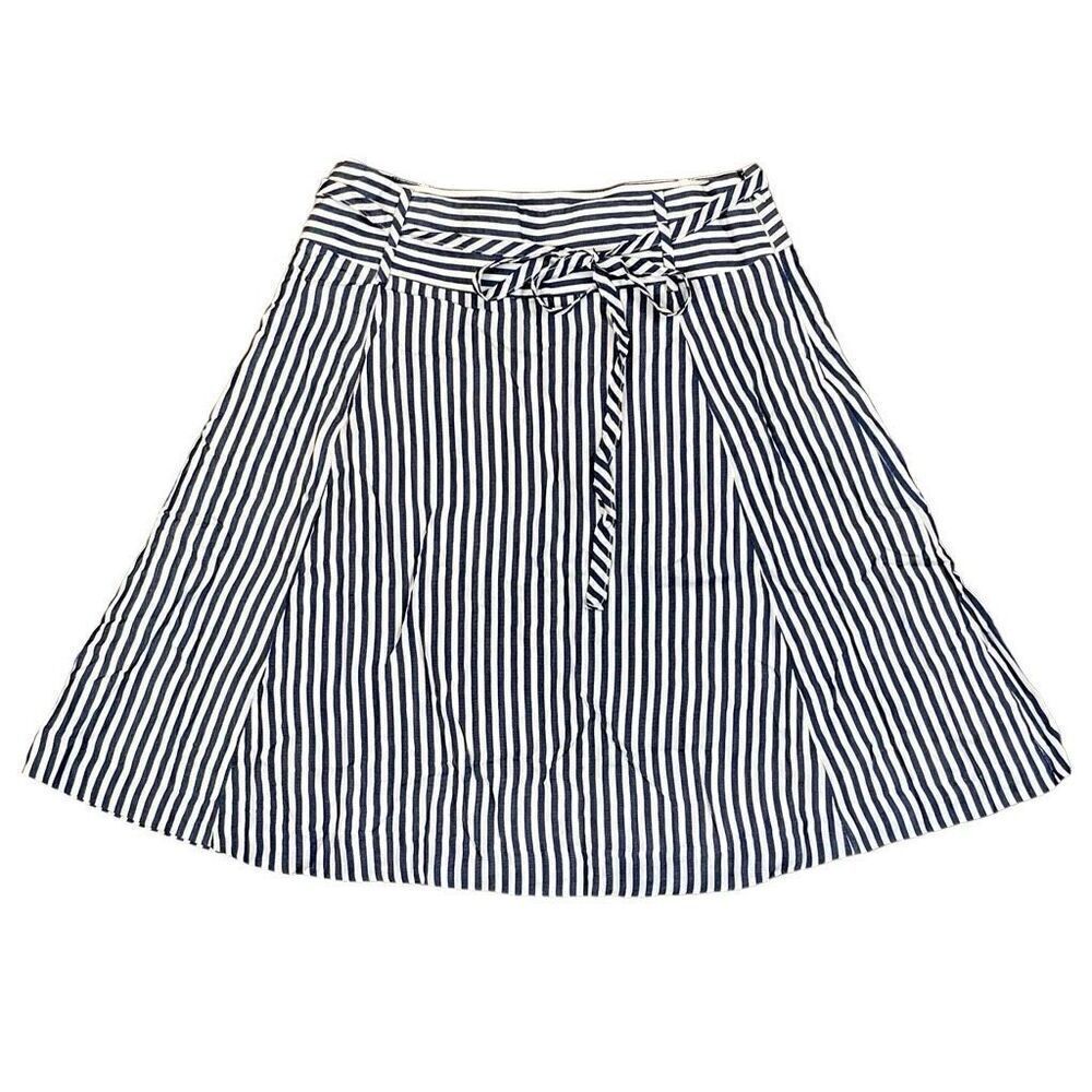 Loft Blue White Stripe A-line Skirt 6
